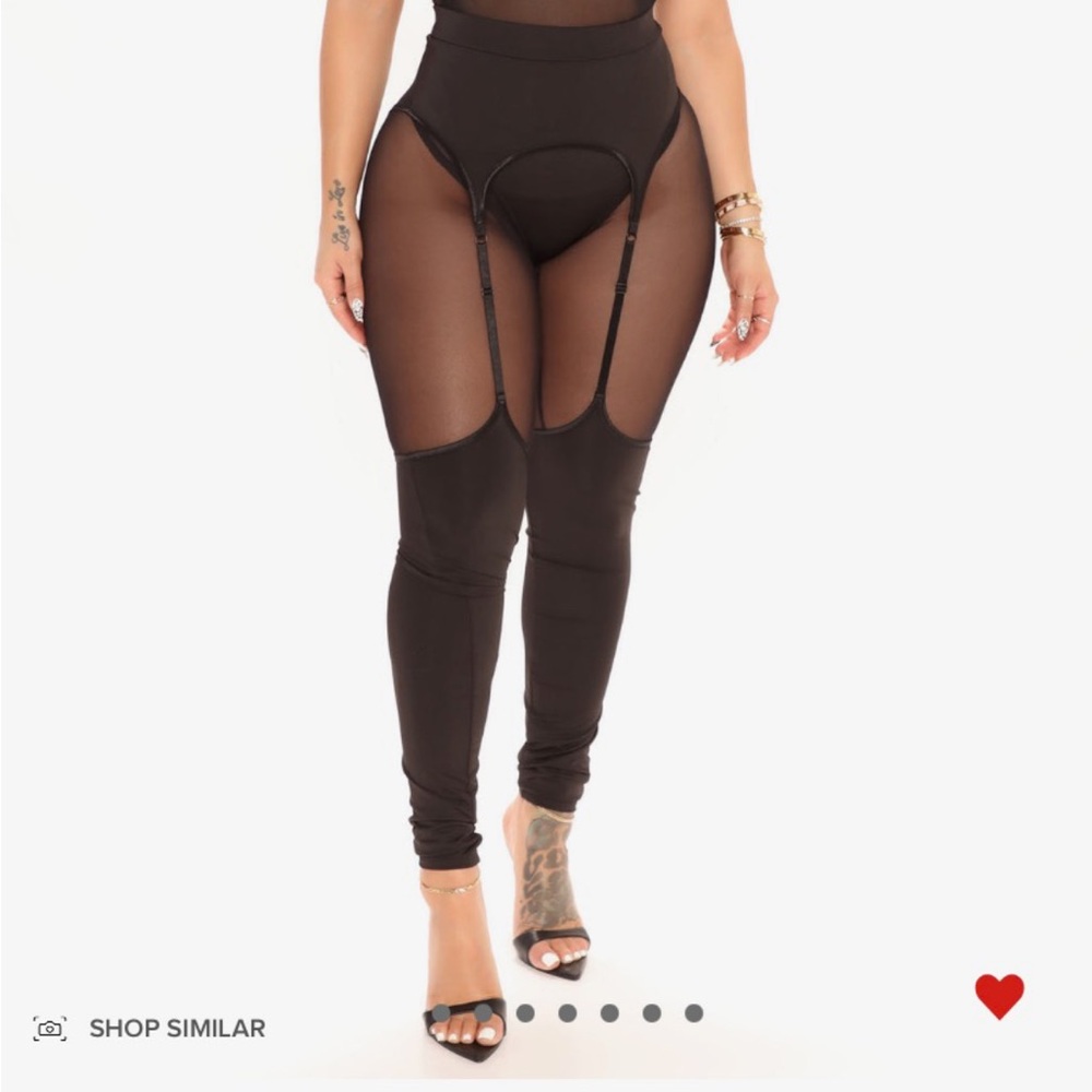 Fashion Nova Black Leggings with Sheer Panels and High-Waisted Design